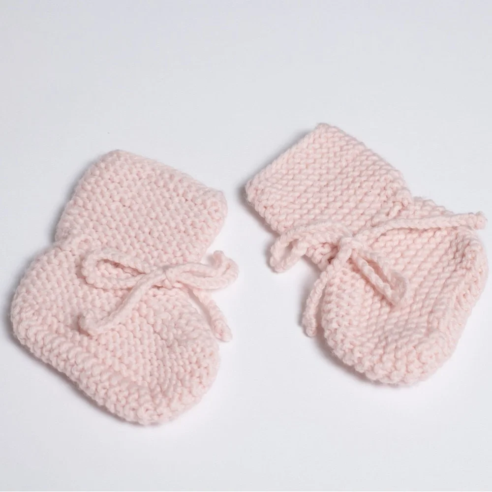 Hand knitted popcorn bonnet and booties